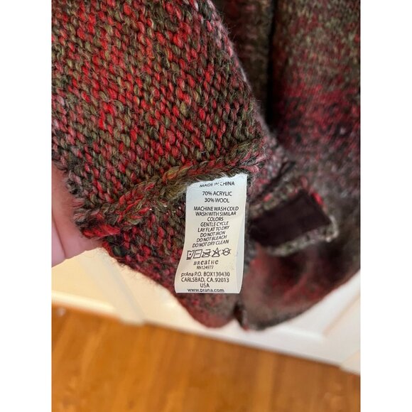 Prana Striped Cardigan Long Sweater Bell Cuffs Wool Blend‎ Size Medium - Picture 4 of 5